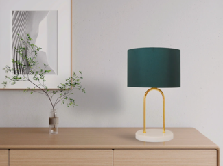 Vente-unique - Tischleuchte - Stahl & Marmor - 25 cm x 41 cm - Blaugrün - NOUR