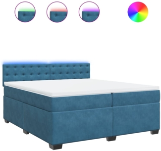 vidaXL Boxspringbett mit Matratze und LED-Beleuchtung, Samt blau, 200x200 cm