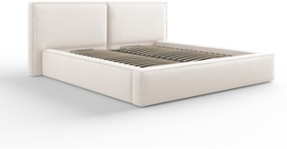 Micadoni Bett Jodie Strukturierter Stoff Helles Beige 180x200