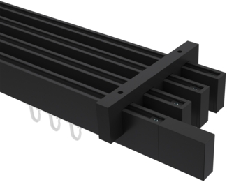 Innenlauf-Gardinenstangen-Set Smartline Lox 280 cm (geteilt in 2x140 cm), 4-läufig, 14x35 mm Schwarz