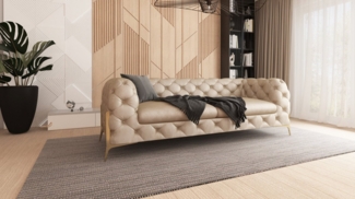 S-Style Möbel Chesterfield-Sofa 3-Sitzer Jersey mit Goldenen Metall Füßen, 3-Sitzer Sofa, mit Wellenfederung