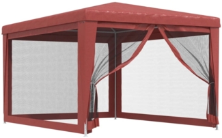 vidaXL Partyzelt mit 4 Mesh-Seitenwänden Rot 3x4 m HDPE 319235