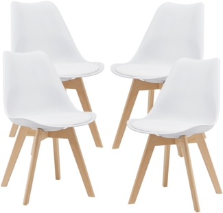 Esszimmerstuhl Fläten 4er Set Kunstleder Weiß [en. casa]