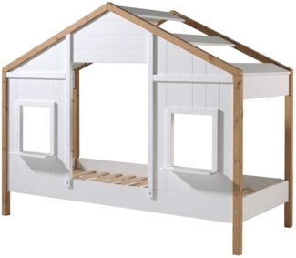 Landhausbett Kamilah 210x97x170 Massivholz+MDF Oak/Weiß
