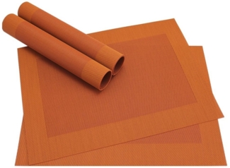 matches21 HOME & HOBBY Platzset Tischset BORDA 4er orange Tischunterlage als Tischdeko, (4-St), modernes Esstisch Platzdeckchen als abwaschbarer Tischuntersetzer