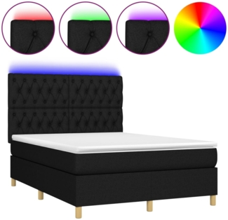 vidaXL Boxspringbett mit Matratze & LED Schwarz 140x190 cm Stoff 3135671