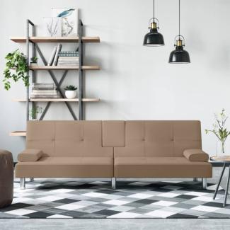 vidaXL Schlafsofa mit Getränkehaltern Cappuccino Kunstleder 351929