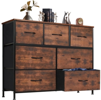 SURFOU Sideboard Kommode mit 7 Schubladen Sideboard Mehrzweckschrank Schubladenschrank (mit Metallgestell Schubladen aus Stoff), für Schlafzimmer, Wohnzimmer, Kinderzimmer, Flur, Aufbewahrungsschrank