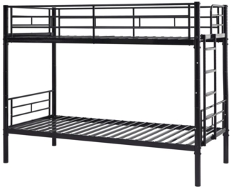 MC Star Etagenbett Kinder 90x200 cm Bunk Bed Kids mit Sicherheitsgeländer Umbaubar (2 Einzelbetten Stockbett mit Lattenrost Anti Rutsch Treppe, Schwarz)