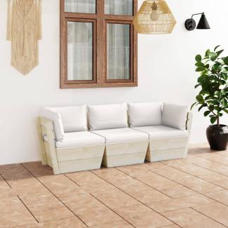 vidaXL Garten-Palettensofa 3-Sitzer mit Kissen Fichtenholz 3063398