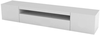 Dmora TV-Schrank Amore, niedriges Wohnzimmer-Sideboard mit 3 Türen, Fernsehständer-Basis, 100 % Made in Italy, 200 x 40 x 37 cm, glänzend weiß, mit LED-Licht