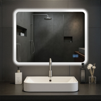 CLP Badspiegel Jericho Bluetooth-Lautsprecher Anti-Beschlag LED-Beleuchtung dimmbar,60x80 cm