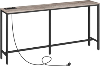 Konsolentisch mit Ladestation 160cm USB-Anschlüssen Sofa-Beistelltisch Grau
