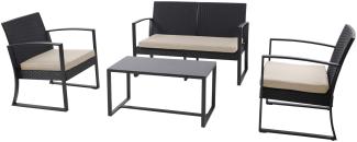 SVITA LOIS XL Polyrattan Sitzgruppe Gartenmöbelset Garnitur Tisch Sessel Schwarz