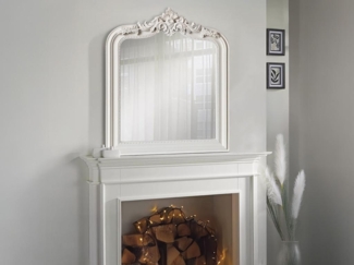 Vente-unique - Trumeau-Spiegel mit Verzierungen – Paulownienholz – L 80 x H 100 cm – Weiß matt – NOVARA
