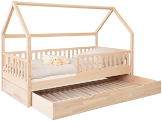 Ehrenkind Hausbett Livo aus massivem Buchenholz in verschiedenen Größen (FSC® zertifiziertMontessori Kinderbett, Jugendbett, 90x200), höhenverstellbar