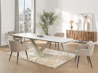 Vente-unique - Hochflorteppich mit Relief-Optik - 160 x 230 cm - Off-White - MAZE