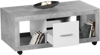 Couchtisch >Stone< in beton/weiß Dekor, Holzwerkstoff - 115x50x60cm (BxHxT)