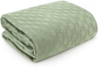 Tagesdecke Velours Samtdecke Gesteppt Steppdecke Klassische Decke SOFIA 4 grün 200x220 cm hellgrün
