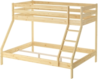 Doppel-Etagenbett 140x200 und 90x200 Erwachsenen-Stockbett Kiefer V-60. 19-09-14Rollrost und Matratze inkl.