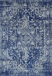 Wohnbereich Teppich Persisch Kurzflor | Orientalischer Bodenbelag robust | Vintage Designteppich langlebig | Traditionelles Muster | Dunkelblau 200x290 cm Velours | LODI-Lambro von Kadima Design