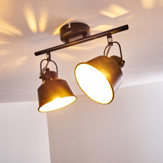 hofstein Deckenleuchte »Rimini« Deckenlampe aus Metall in Schwarz/Gold, ohne Leuchtmittel, mit verstellbaren Strahlern, 2xE14, Spot im Retro/Vintage Design