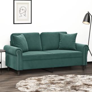 vidaXL 2-Sitzer-Sofa mit Zierkissen Dunkelgrün 140 cm Samt 3200947