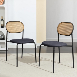 Furnishings Home Rattanstuhl 4-Fußstuhl Polsterstühle Esszimmerstuhl (2 tlg, 2 St), Polsterstühle, Metallbeine, Höhe 80.5 cm, Tragkraft 150kg