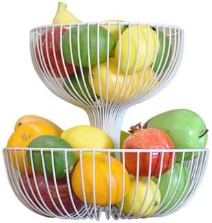 OSTWOLKE Etagere Obst-Etagere Obstkorb Obstkorbständer Obstschale schwarz/weiß