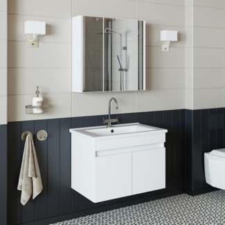 Roomart ATRIA Badmöbel Set 65 cm – Waschbecken mit Unterschrank, Waschtisch-Set • Weiß