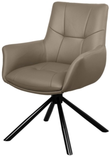 riess-ambiente Drehstuhl SIGNATURE taupe /schwarz - Echtleder, Metall, 360° drehbar, Federkern (Einzelartikel, 1 St), Armlehnen-Polsterstuhl - ideal für Wohn-, Arbeits-, Esszimmer & Büro