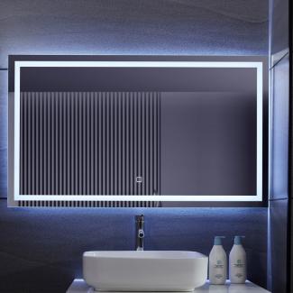 Aquamarin® LED-Badspiegel mit Speicherfunktion, Beschlagfrei, Dimmbar, EEK A++ & Energiesparend, 120 x 80 cm