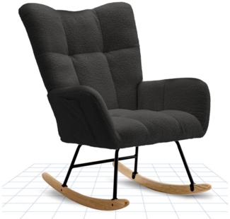 FLEXISPOT Schaukelstuhl mit Hoher Rückenlehne & Fußstütze, Relaxsessel, Schaukelsessel (Moderner Schwingsessel mit Holzkufen, mit Seitentasche), Gepolsterter Relaxsessel für Wohnzimmer & Schlafzimmer