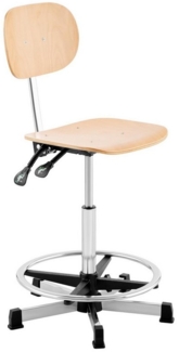 Fromm&Starck Bürostuhl Werkstattstuhl - 120kg - silbern, holz - Fußring - höhe 55-80cm