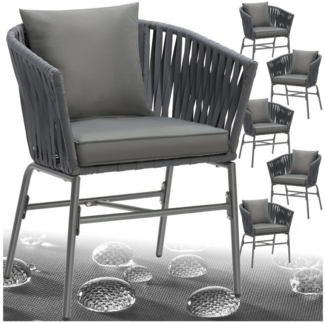 tectake Gartenstuhl Stuhlset (Set, 6 St), Solide Gestelle aus pulverbeschichtetem Stahl