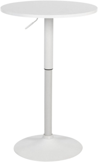 DELUKE® 2in1 Stehtisch Höhenverstellbar Ø 60cm CHERI - 106cm Hoch, Metall Gestell | Bistrotisch Gastro Bartisch Rund Wetterfest Outdoor Indoor Camping Bistrotisch Balkonmöbel, Weiß-Weiß