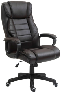 Bürostuhl mit Massagefunktion, Ergonomischer Chefsessel mit Vibrationsmassage, Wippfunktion, Höhenverstellbarer Schreibtischstuhl Drehstuhl, Braun