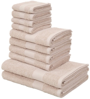 my home Handtuch Set Melli, 2 Duschtücher 70x140, 4 Handtücher 50x100, 4 Gästetücher 30x50, Walkfrottee (Set, 10-St), Handtuchset in dezenten Farben mit Bordüre, 100% Baumwoll-Handtücher