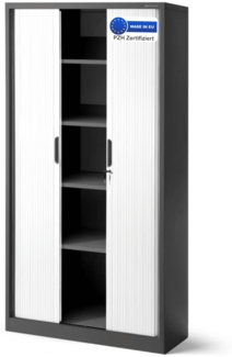 Aktenschrank abschließbar KETI - Rolladentüren, 5 Ebenen | Büroschrank aus Stahl Metallschrank Werkstatt Mehrzweckschrank Werkzeugschrank, 185x90x45cm Anthrazit-Weiß