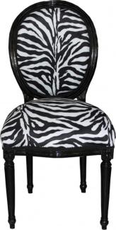 Casa Padrino Barock Esszimmer Stuhl Medallion Zebra Muster / Schwarz - Barock Möbel - Limited Edition