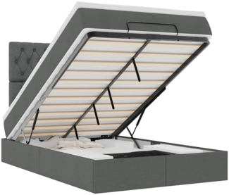 vidaXL Ottoman-Bett mit Matratze & LEDs Dunkelgrau 120x190 cm Stoff 3314073