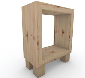Nachttisch Nachtkommode Nachtkästchen ohne Rückwand ohne Zwischenboden mit Füße ohne Türe Zirbe