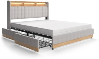 Vitalispa Polsterbett Grau 160x200 cm mit Matratze, Nura