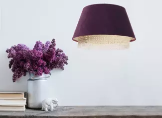 BPS Koncept 0SE0-003 Hängeleuchte SENSEI Texil aus Velourss auf PVC-Kunststoff Rattan, creme-beige 1xE27 60W H:105cm Ø50cm dimmbar