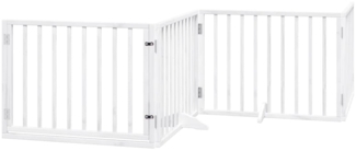 vidaXL 4-tlg. Hundetor mit Tür Faltbar Weiß 320 cm Pappelholz 352185