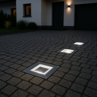 MeLiTec LED Solarleuchte 3er Set, Solar-Bodeneinbauleuchte, IP67, bis 750kg, SEL05, LED wechselbar, Tageslichtweiß, zum Einbau in Verbundsteinpflaster, bis zu 750kg Belastbarkeit