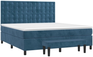 vidaXL Boxspringbett mit Matratze Dunkelblau 160x200 cm Samt 3138095