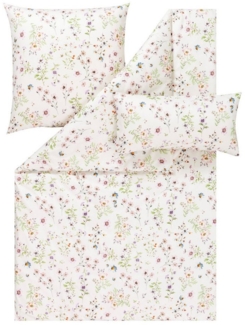 Estella Mako-Satin Bettwäsche Atelier Petra 155x200 + 1 x Kissen 80 x 80 + 1 x Kissen 40 x 80 Floral elfenbein
