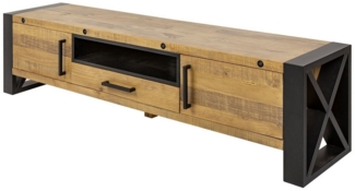 Licht-Erlebnisse TV-Board LORIA, 200 cm breit Schublade Kufengestell Industrial Design XXL