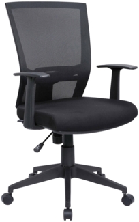 Dmora Stuhl mit Rädern Eulalia, Mesh-Chefsessel mit Armlehnen, ergonomischer Bürositz, 59x64h96/106 cm, Schwarz